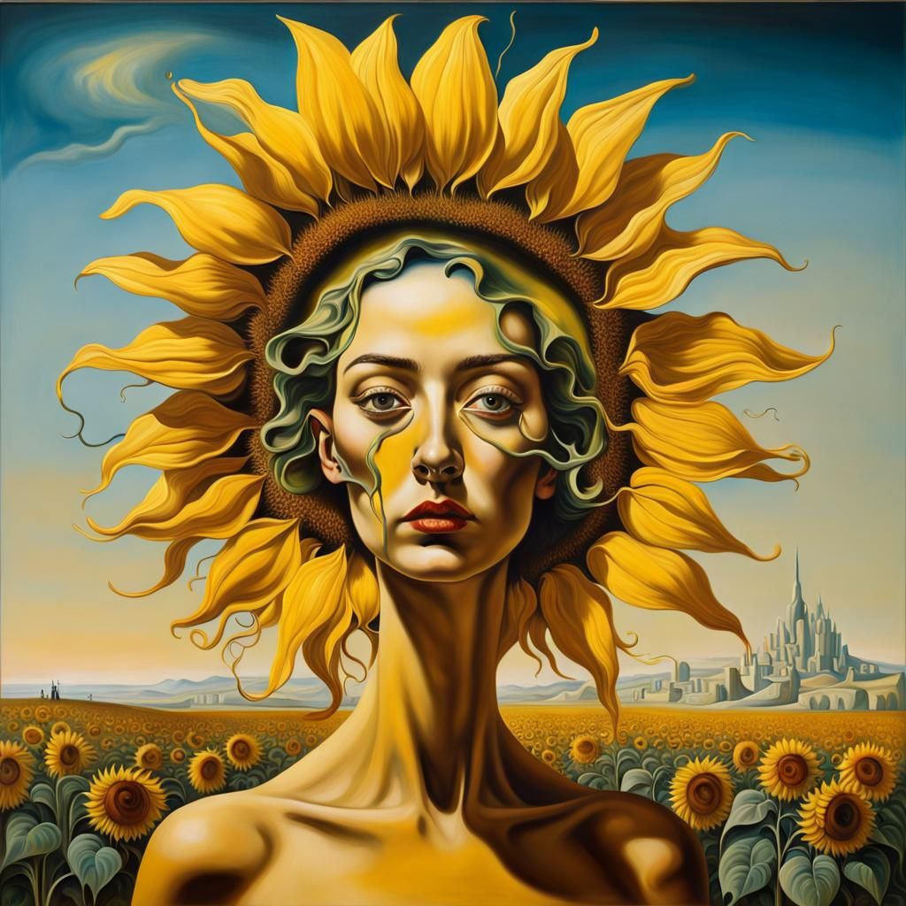 Intricately detailed masterfully painted masterpiece a sunfl...