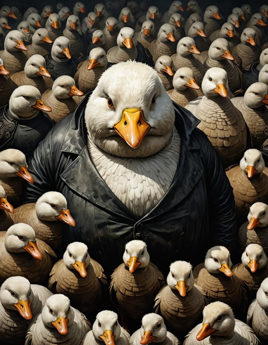 Demonic Cyborg Bear and Penguin-Shark Centaur Portrait