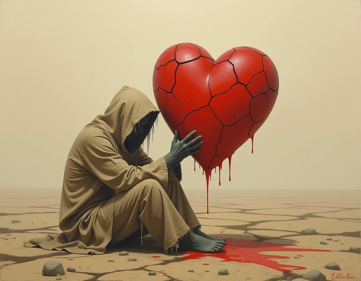 Desolate Heartbreak Landscape in Surreal Style