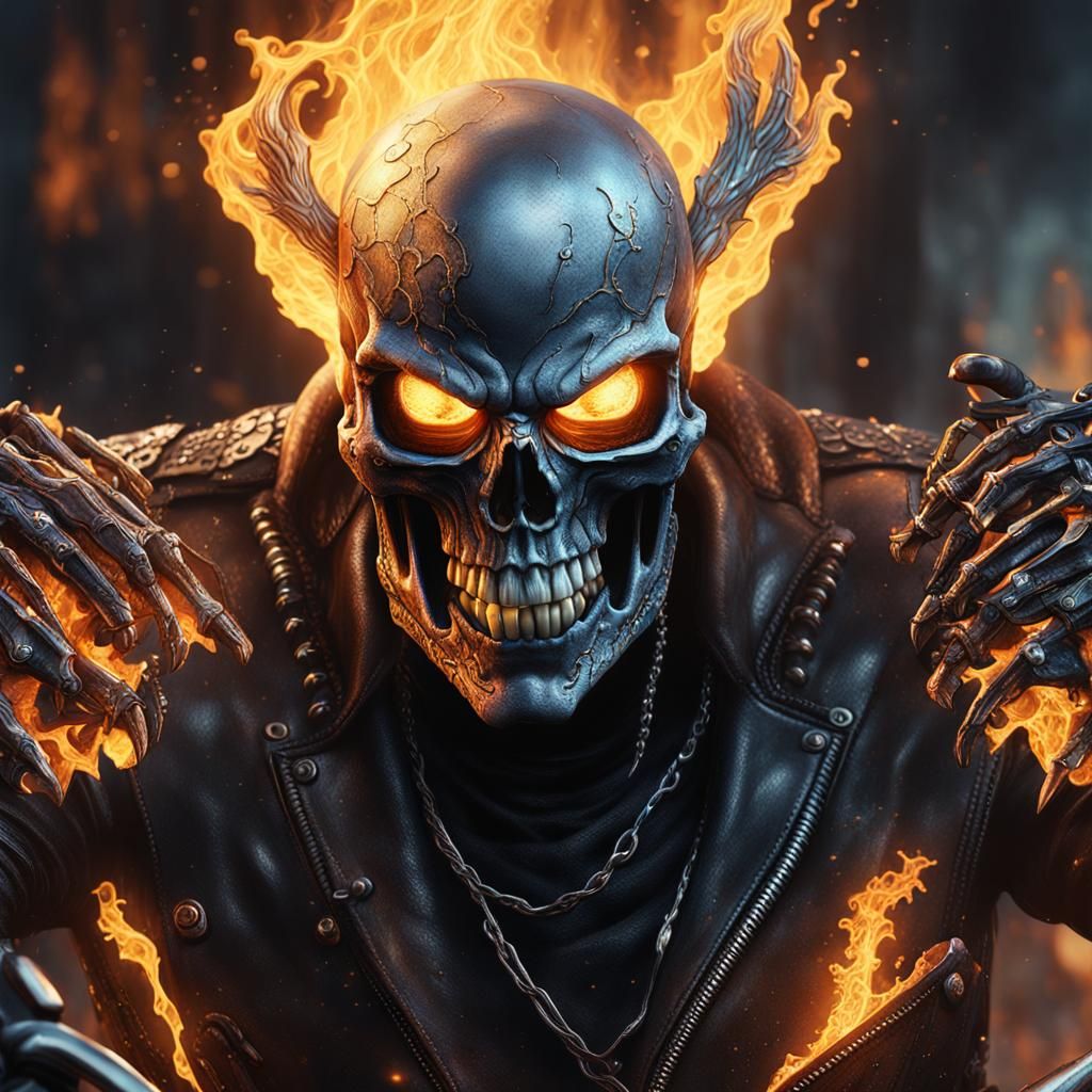 Hyperrealistic Ghost Rider Close-Up in 8k