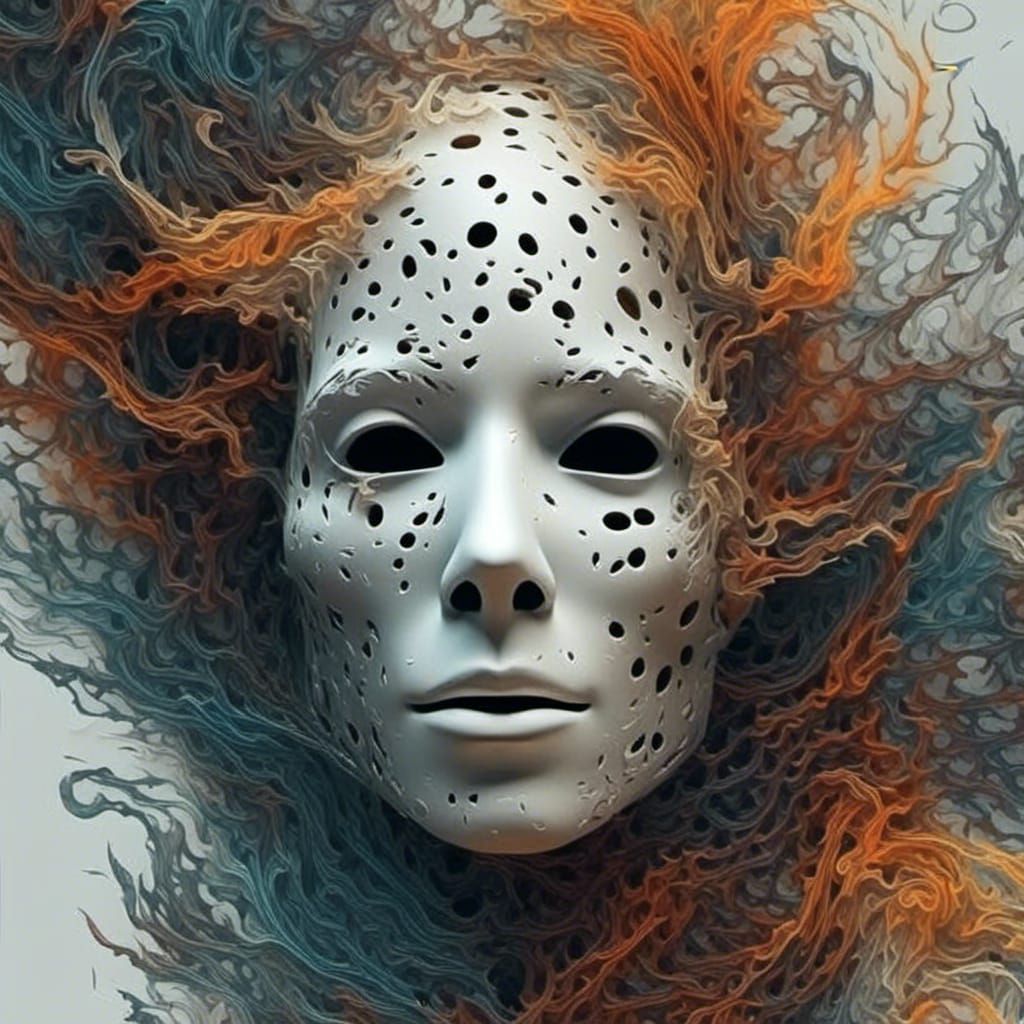 Abstract Fractal Portrait with Vibrant Colors