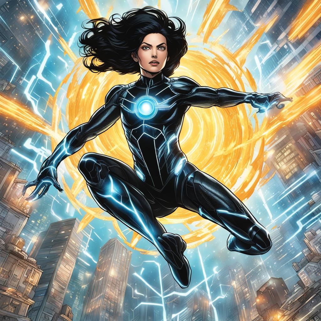 Superpowered Woman in Flight with Divine Empowerment