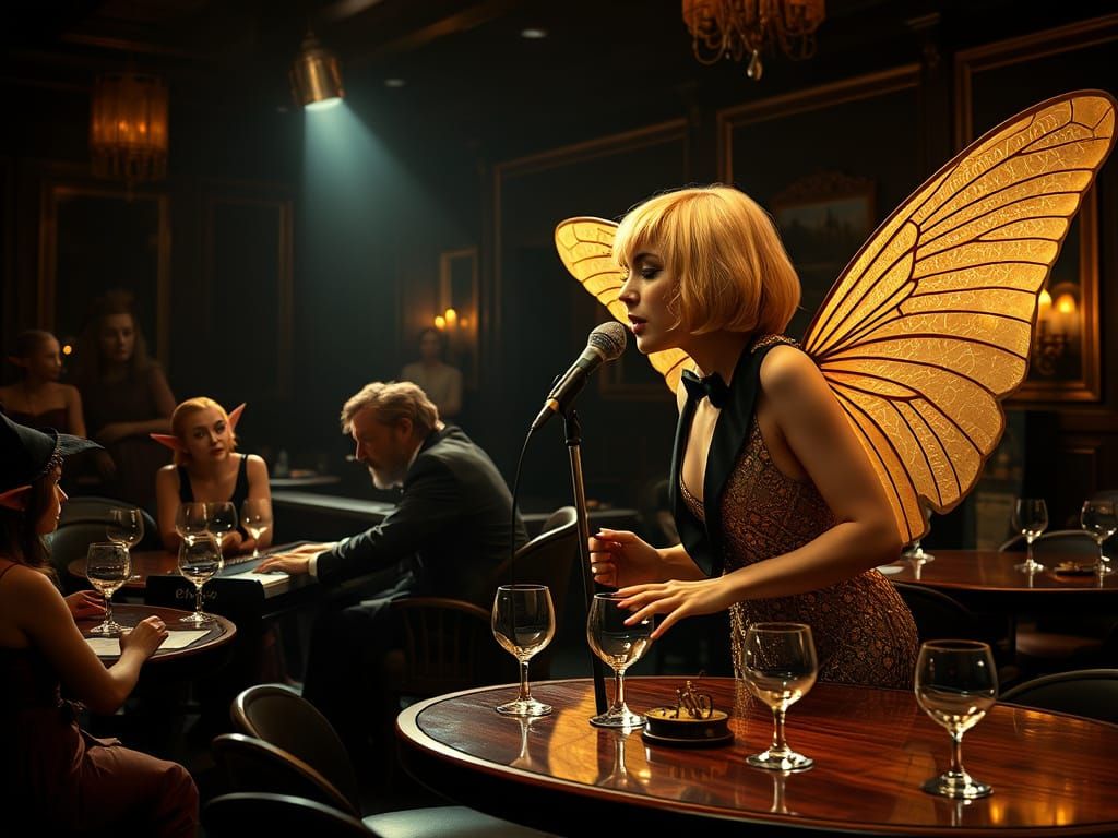 1920s Saloon Scene with Flapper and Werewolf