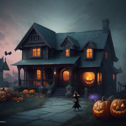 Children Trick-or-Treating: Fantasy Concept Art
