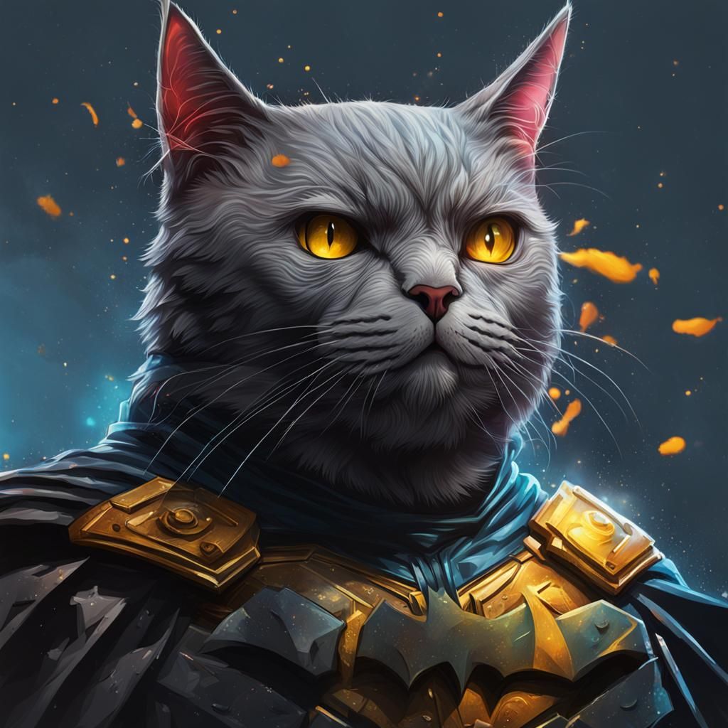Hyperrealistic Batman Cat Concept Art