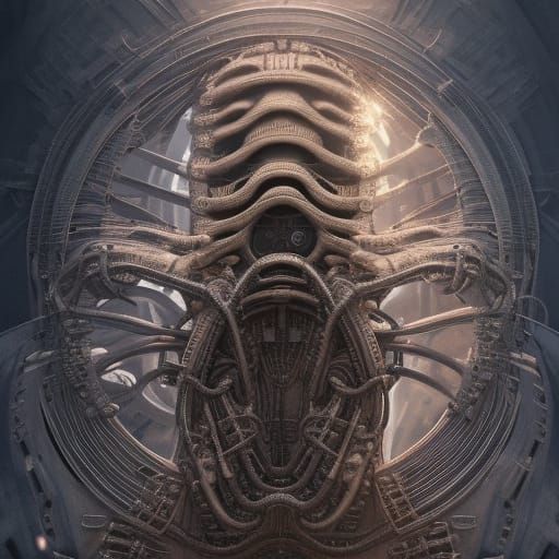 Detailed Elohim Illustration in Hypermodern Mixed Media