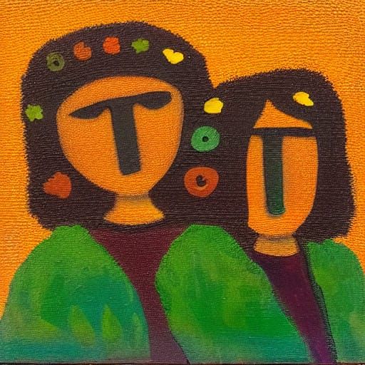 Earth-Toned Hippie Portrait in Painterly Style