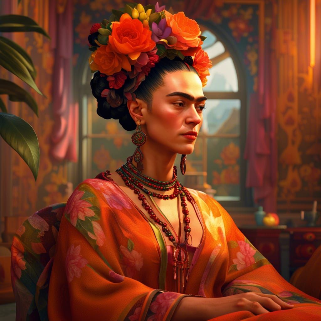 Frida Kahlo as Esthetician: Hyperdetailed Concept Art