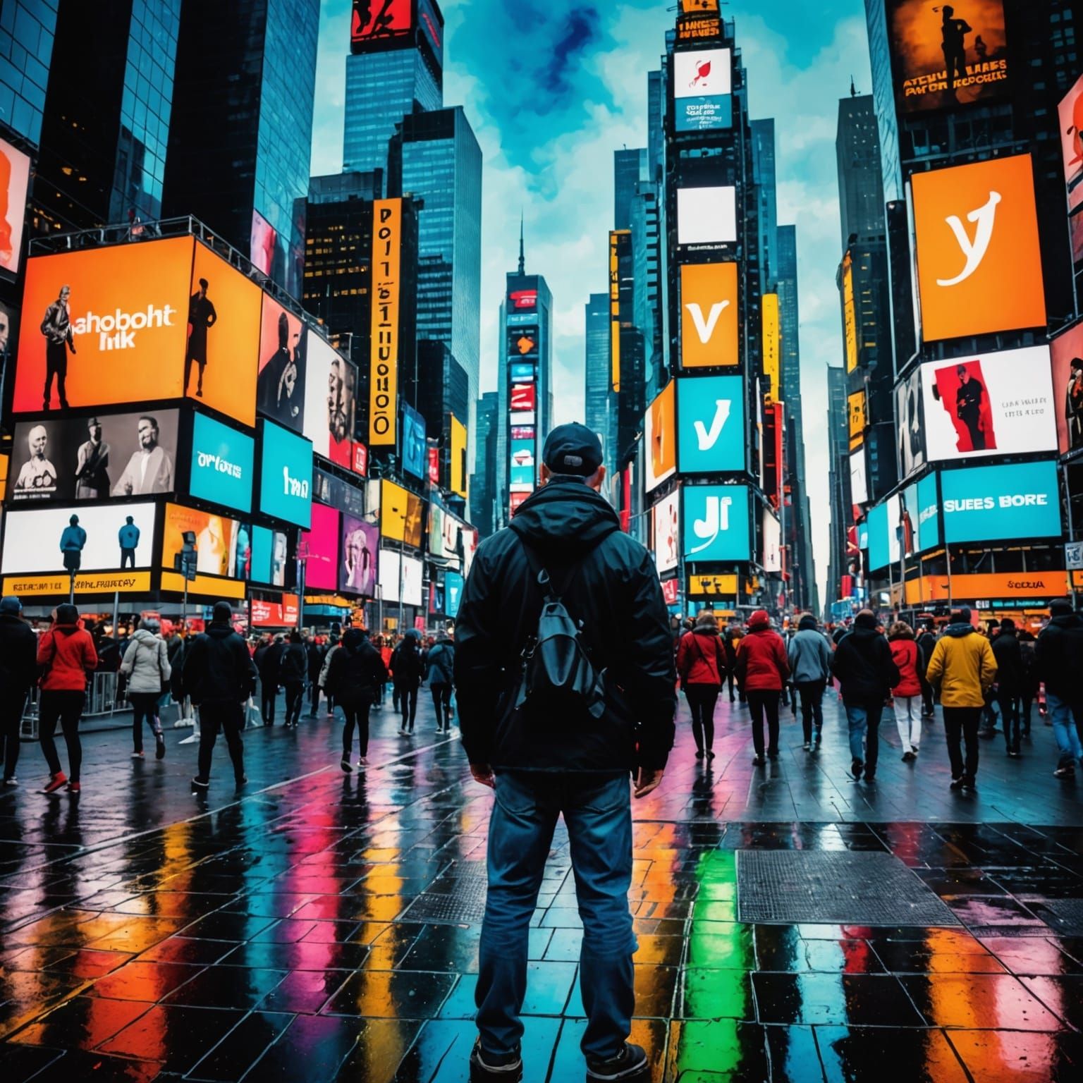 Times Square Kiss Reimagined as Alcohol Ink Art