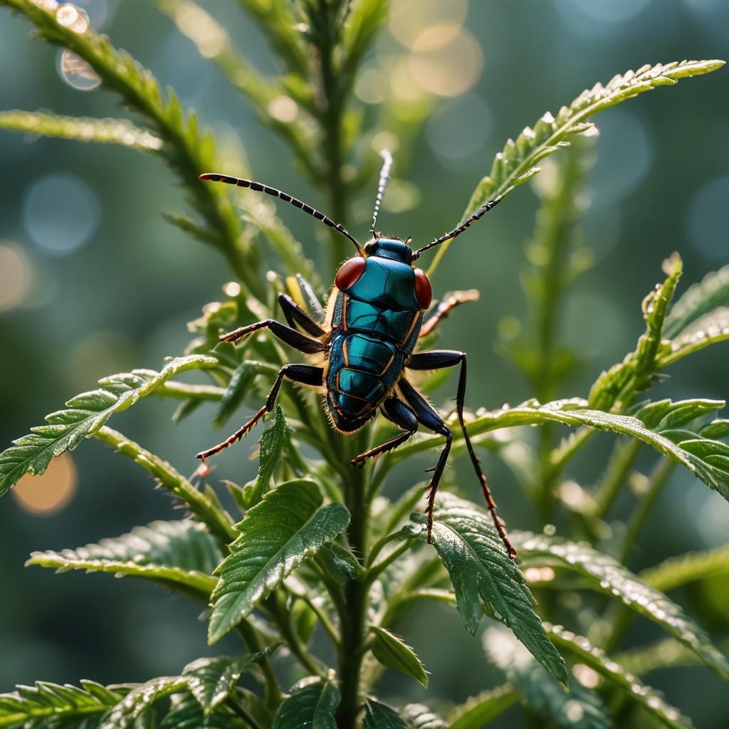 Hyperrealistic Insect Close-up with Bokeh Effect