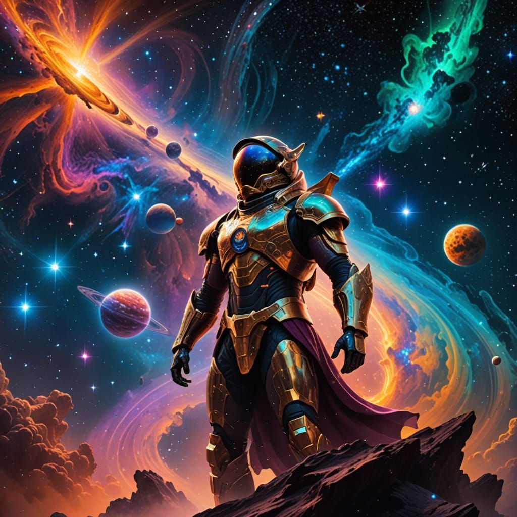 Cosmic Gods of Andromeda in Vibrant, Ethereal Glory