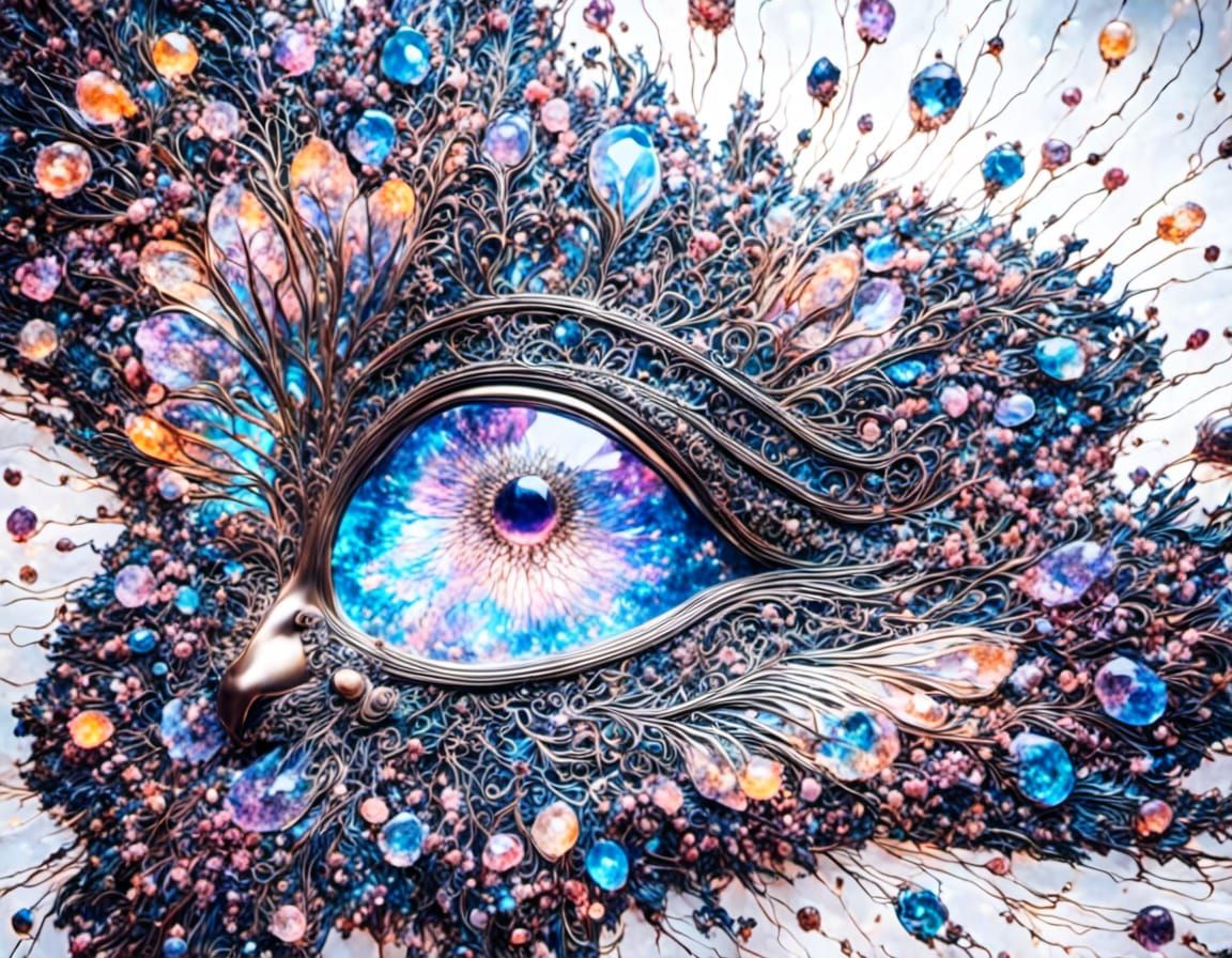 Psychedelic Egyptian Scarab Beetle with Glass Texture