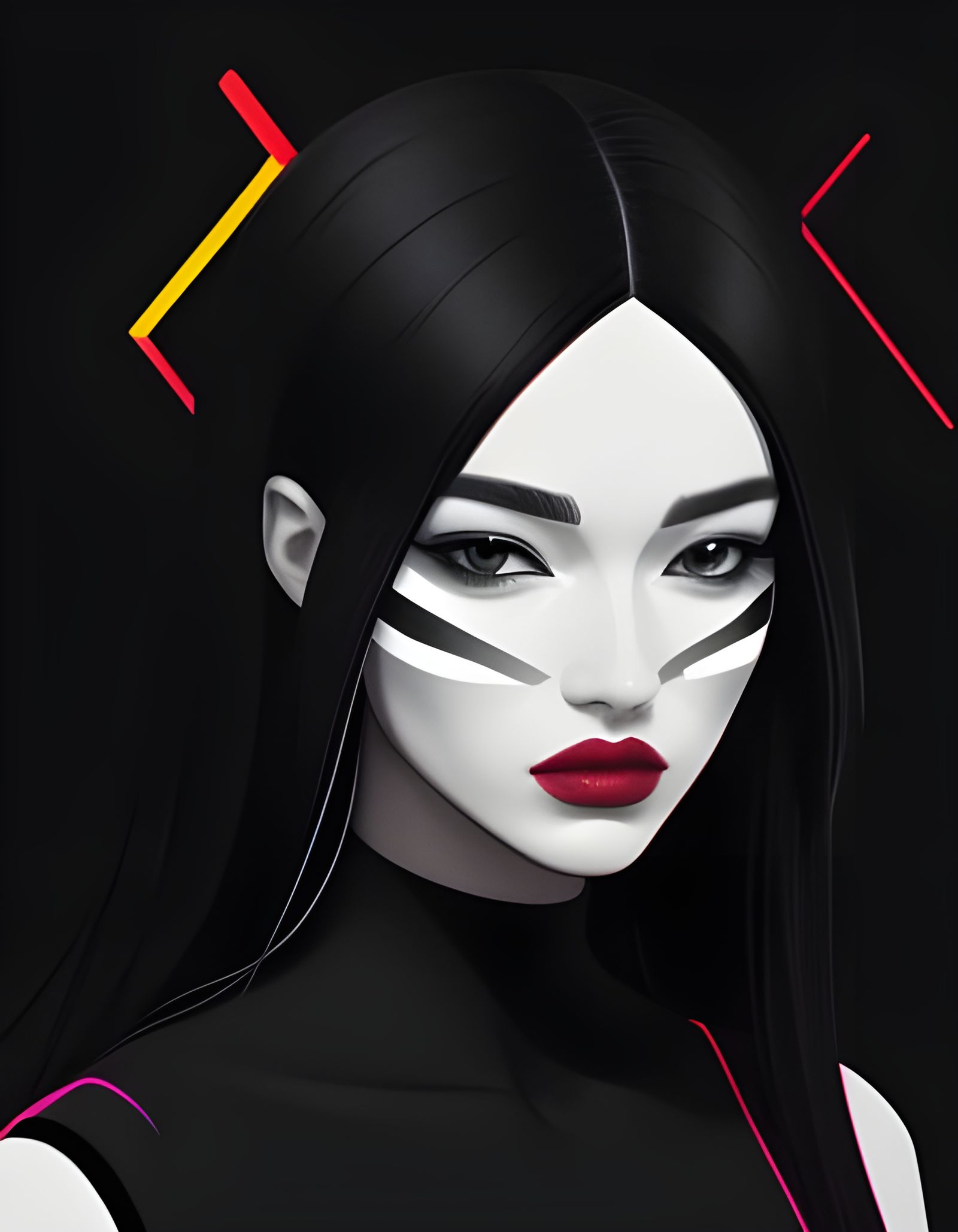 Striking Linear Portrait with Geometric Lines