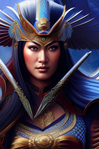 Chinese Empress Warrior Portrait in 3D Digital Art
