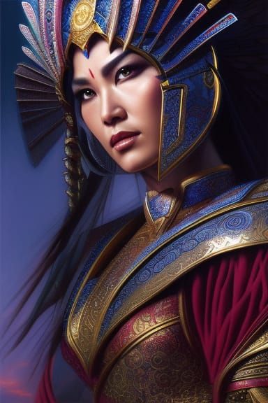 Epic Chinese Warrior Empress Portrait in Digital Art