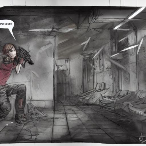 Art by Capcom's concept artists, sketch of Leon Kennedy in R...