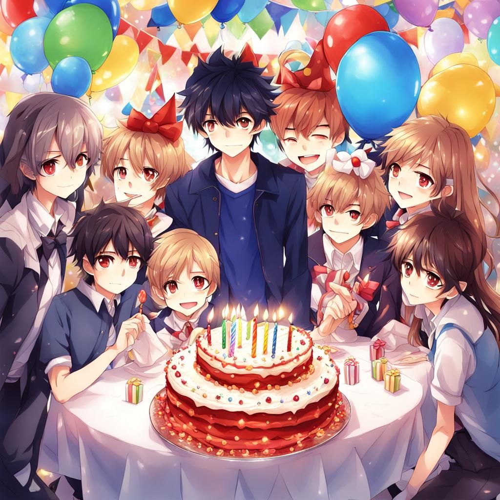 Anime Style Birthday Card Design