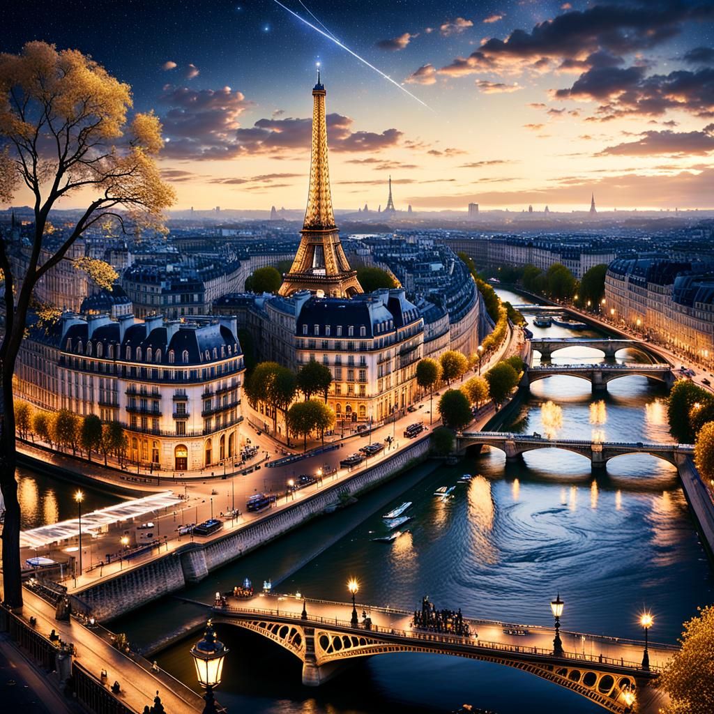 Eiffel Tower Nightscape in 3D Digital Art