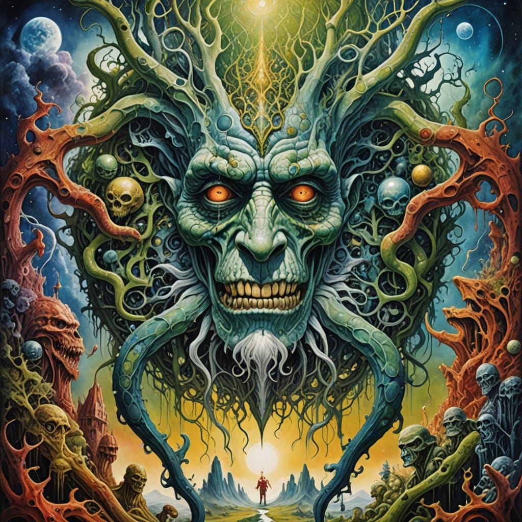 Psychedelic Dreamscape in Otto Rapp Style