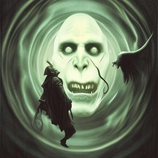 Creepy Voldemort Yin Yang Horror in Doré Style