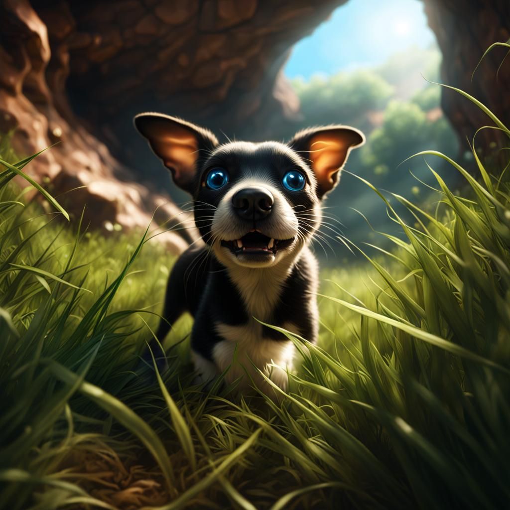 Ant's-Eye View of Dog with Human Eyes