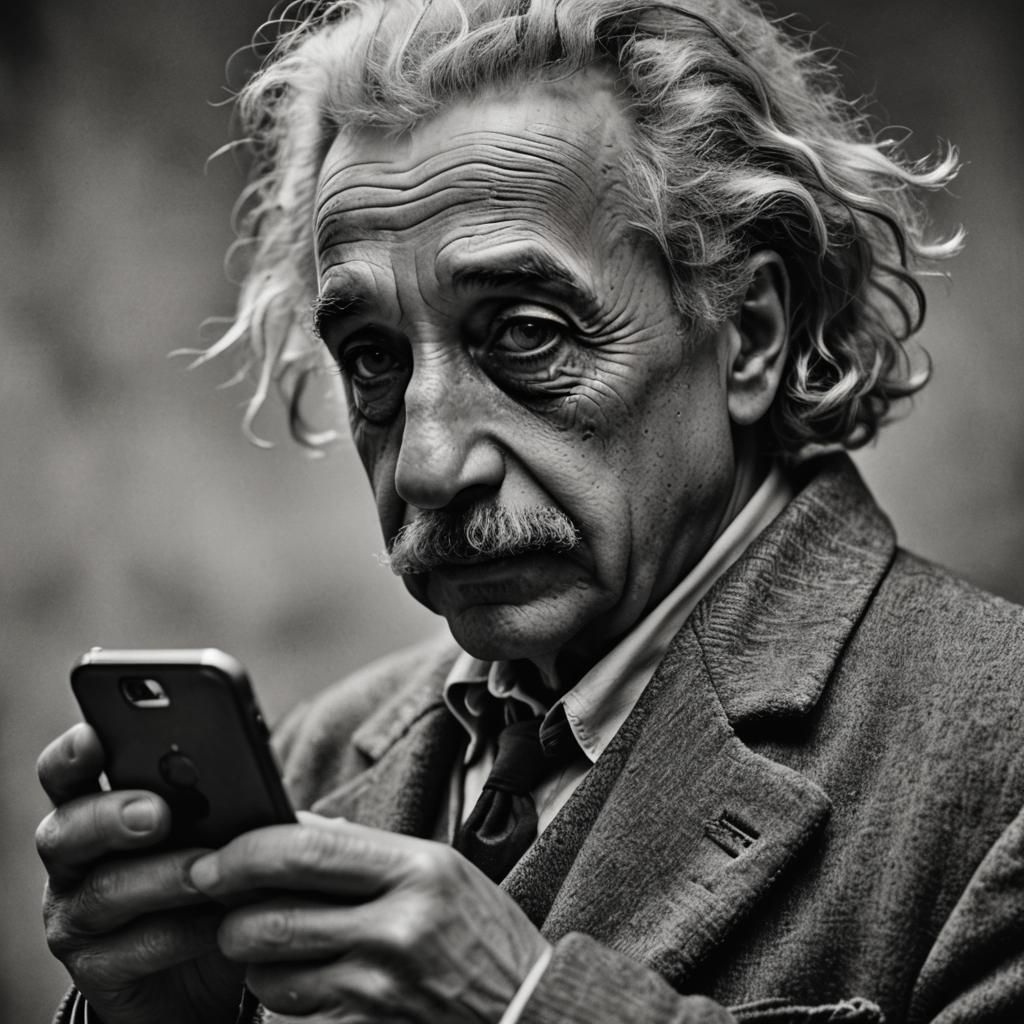 Einstein's Modern Call: Photorealistic 1940s Portrait