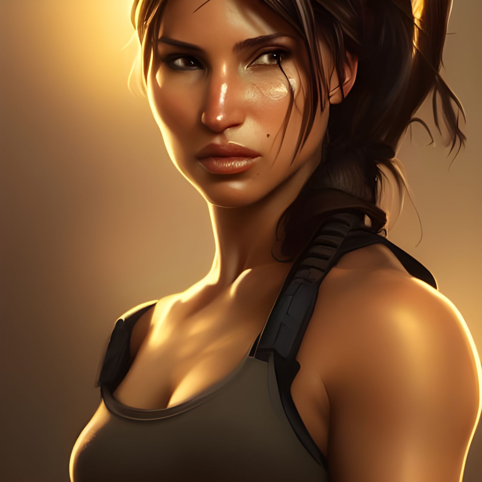 Lara Croft Hyperrealistic Portrait in 8k