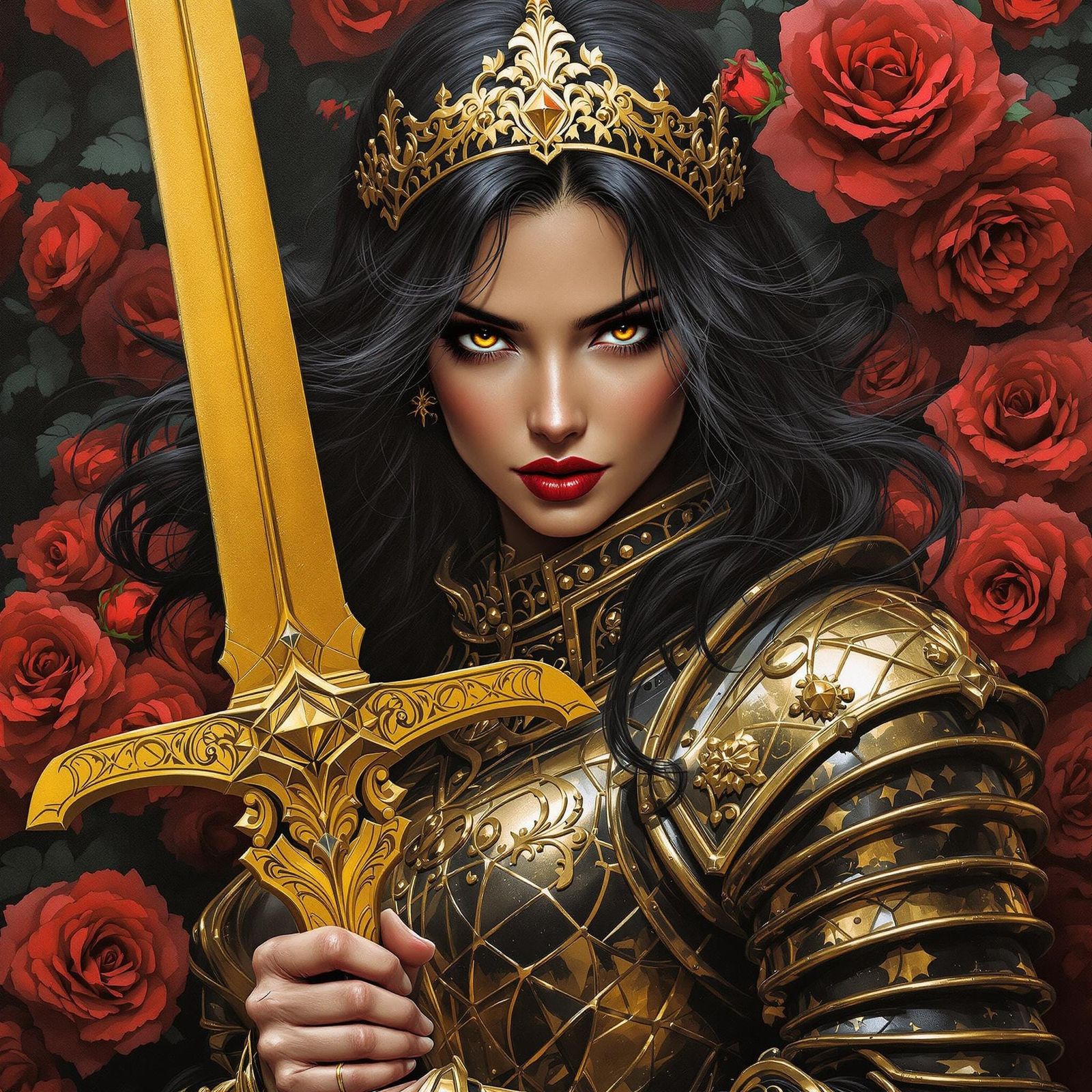 Gothic Woman Warrior in Dark Comic Style