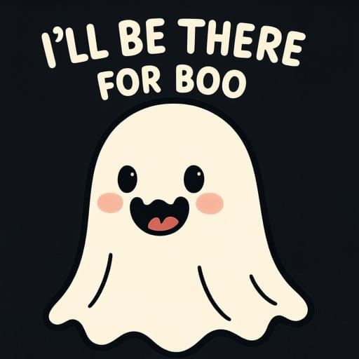 Emo Goth Cartoon Ghost with "I'll Be There For Boo"