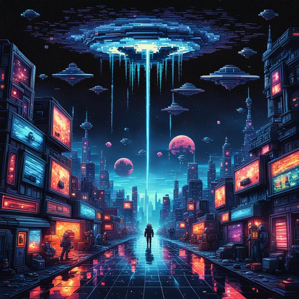 8-bit Space Invader Pixel Art