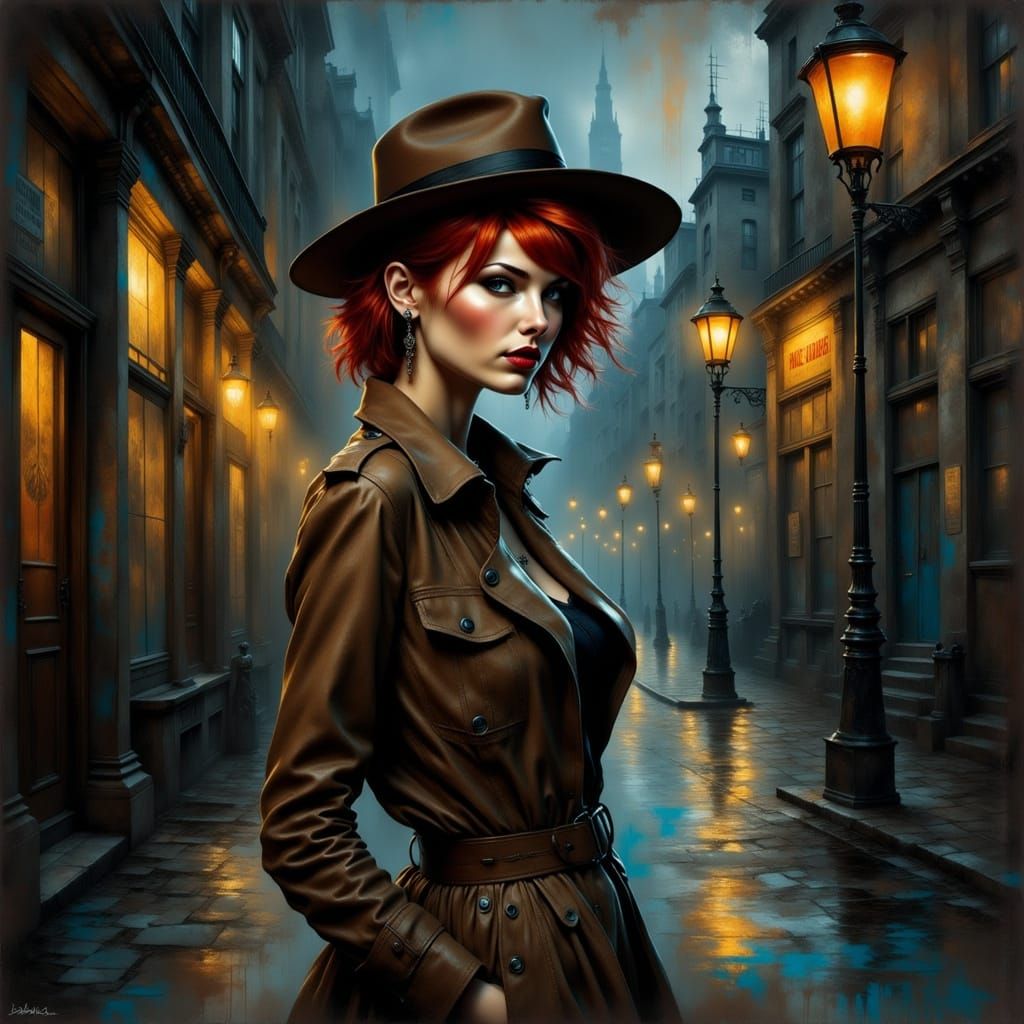 Grungy Noir Woman in Chiaroscuro Lighting