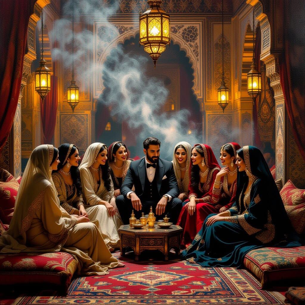 Decadent Moroccan Opium Den Painting