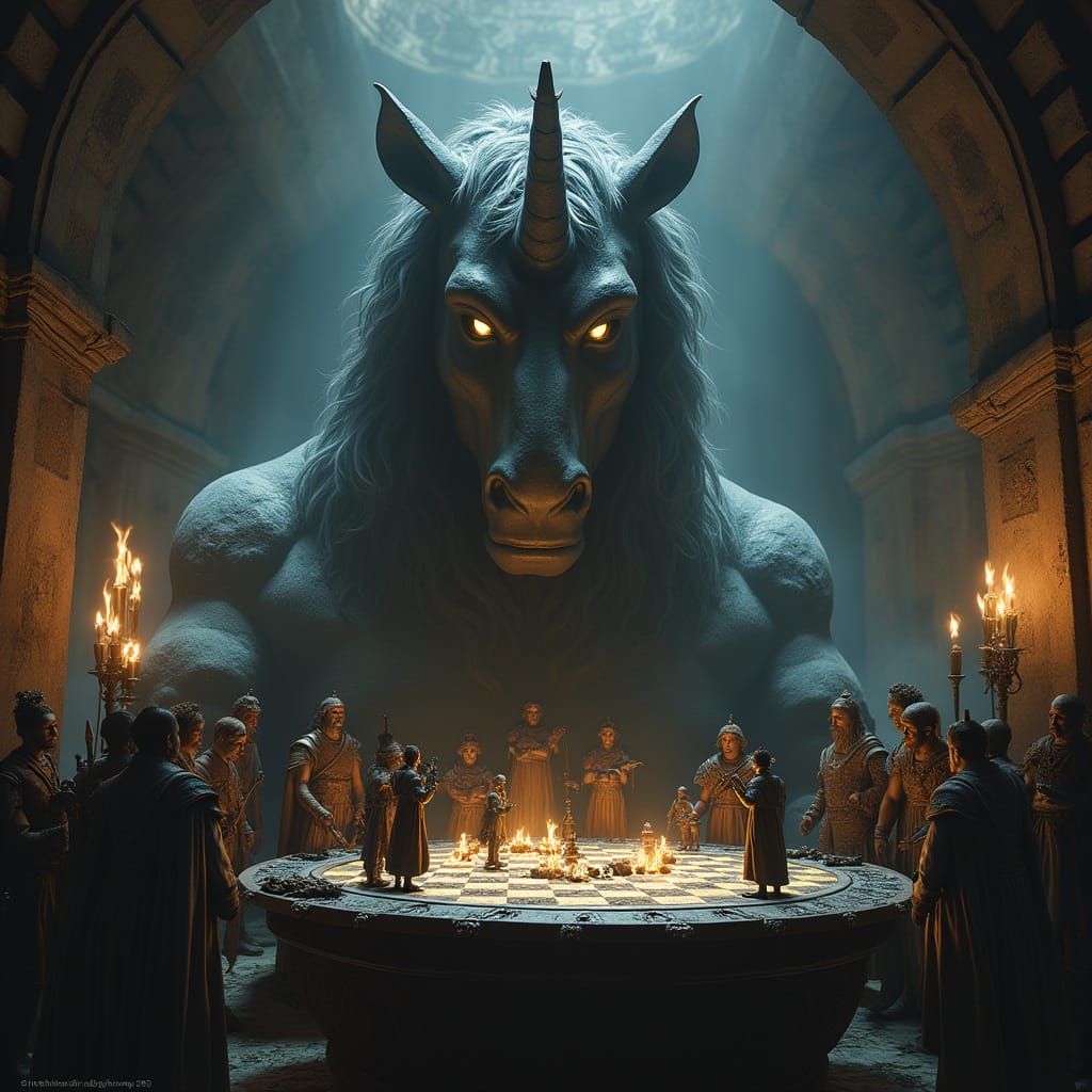 Mystical Chess Piece in Byzantine Chamber