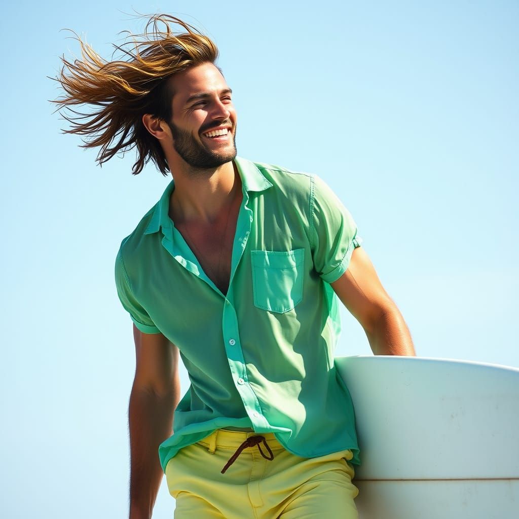 Sunny Surfer in Tropical Getaway