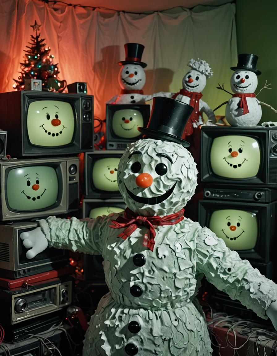 Surreal Fantasy Portrait of Frosty the Snowman in a Haunting...