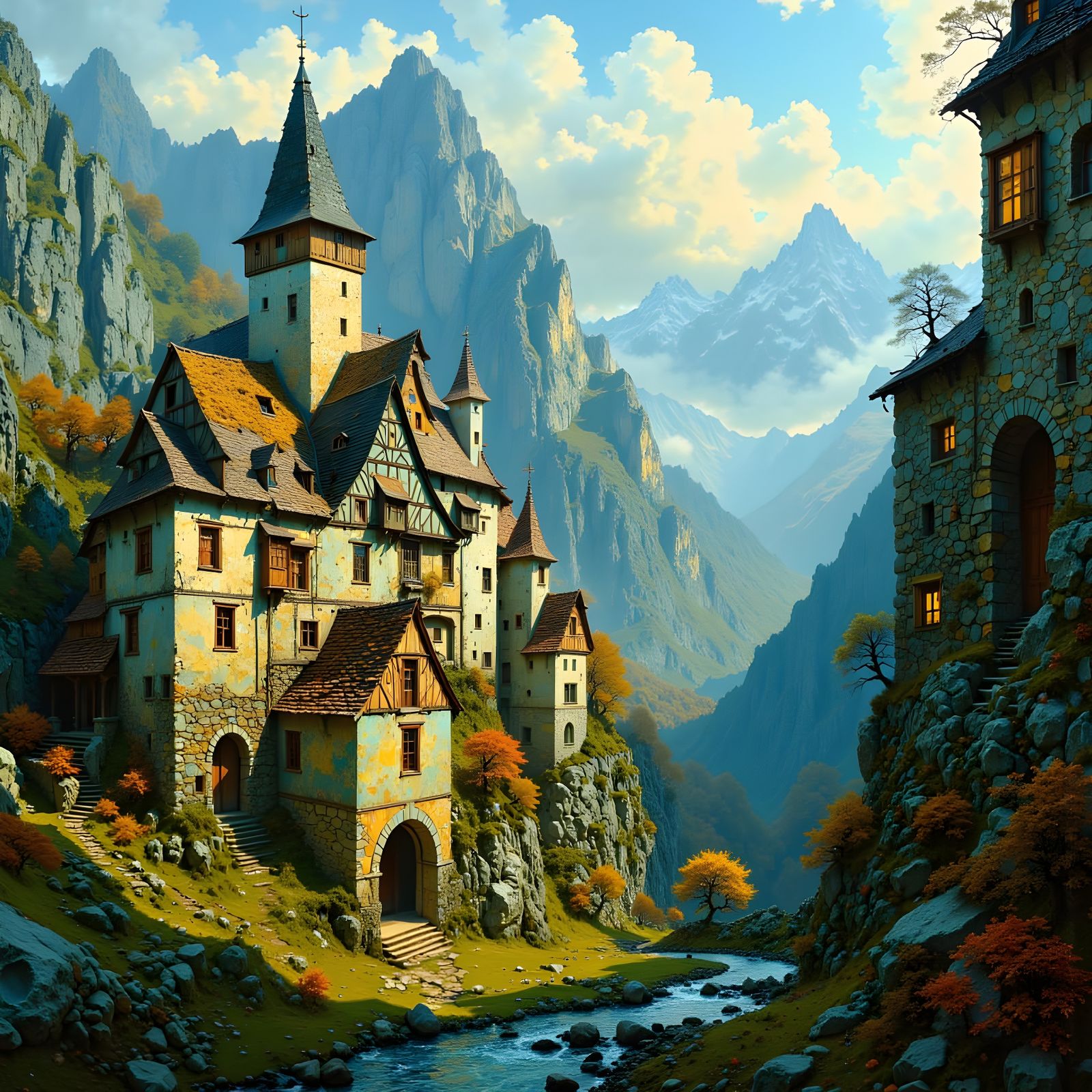 Picturesque Medieval Village in the Mountains
