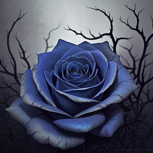 Ghostly Gothic Rose Blooms in Ethereal Midnight Mist