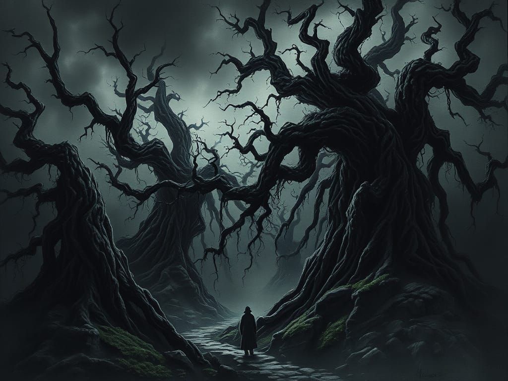 Dark Mystical Realm of Twisted Trees