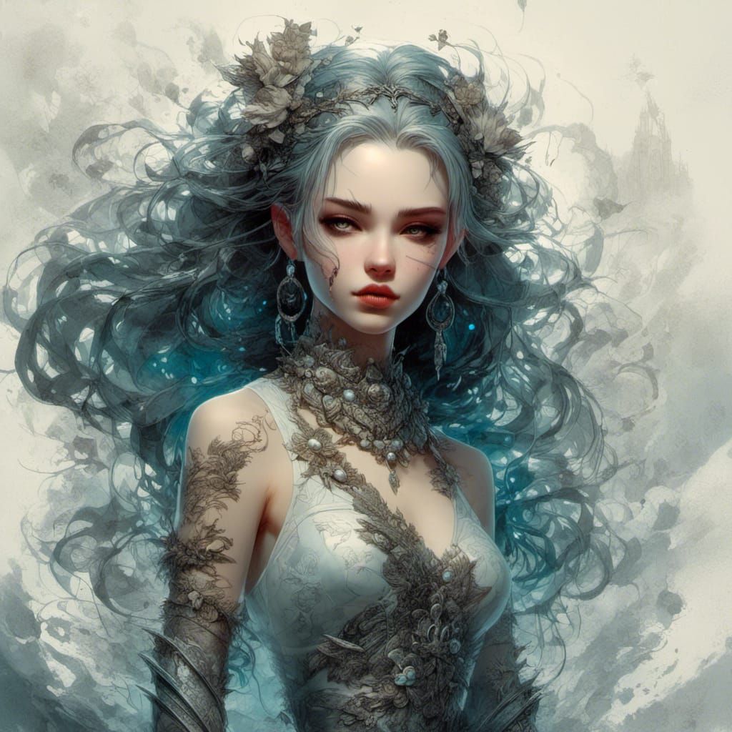 Gothic Punk Vampire Princess Under Blood Moon