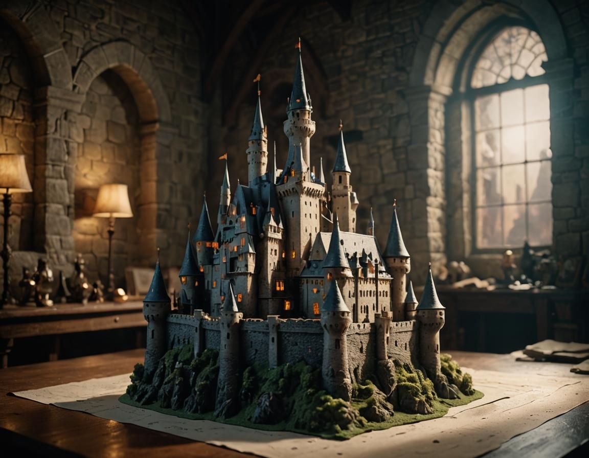 Dramatic Architectural Model of a Castle