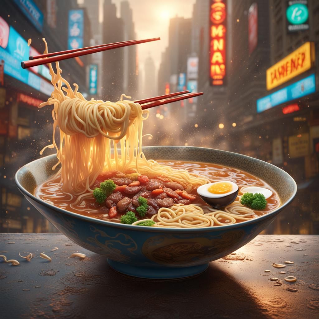 Hyperrealistic Ramen Shield Concept Art