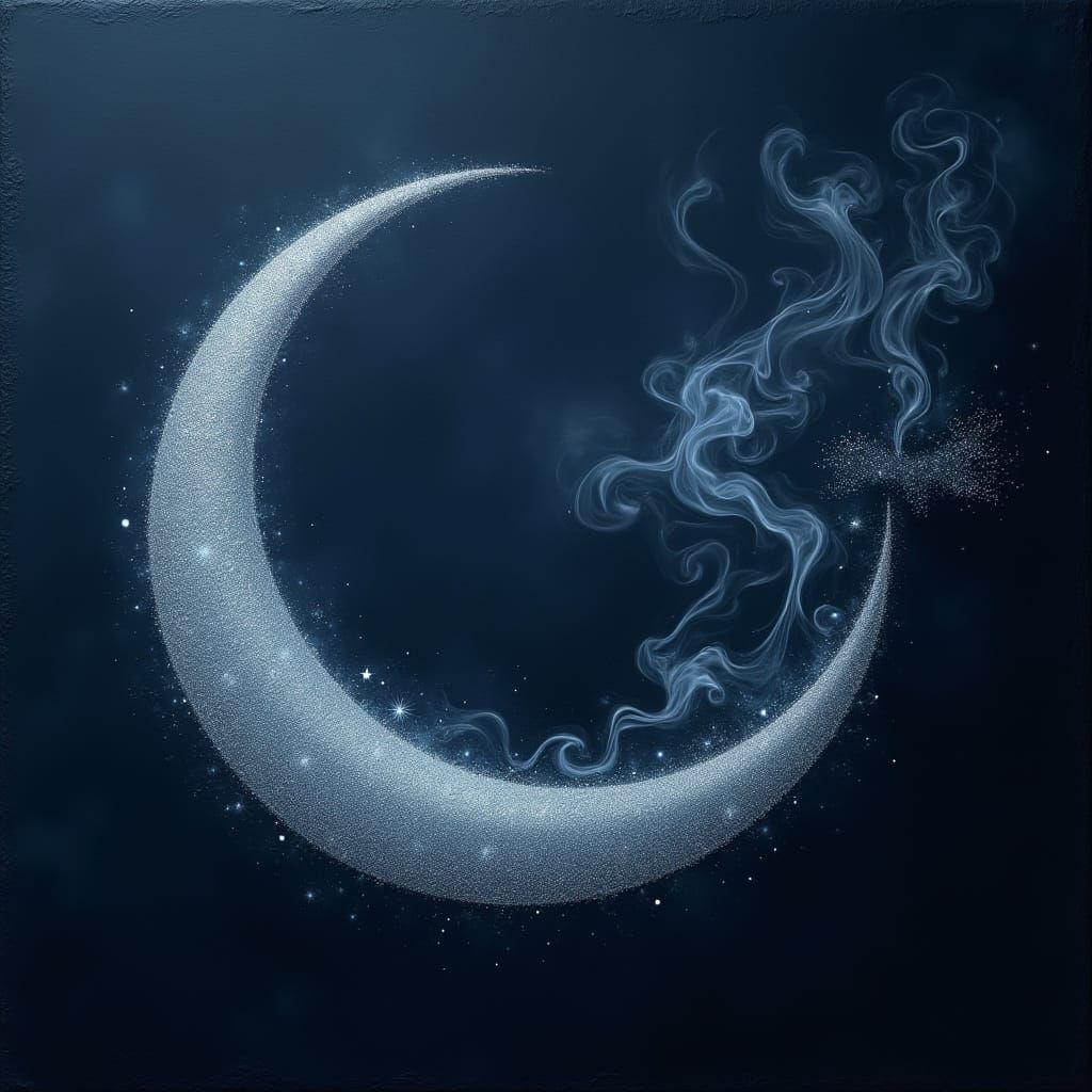 Dreamy Silver Crescent Moon Dances on Velvet Night