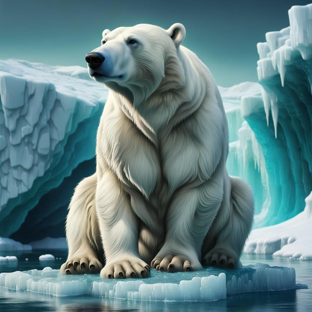Polar Bear sitting on a small iceberg