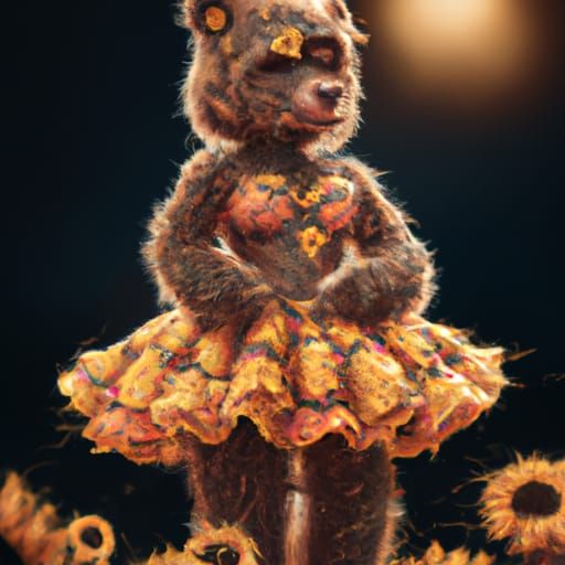 Teddy Bear in Sunflower Dress: Digital Matte Painting