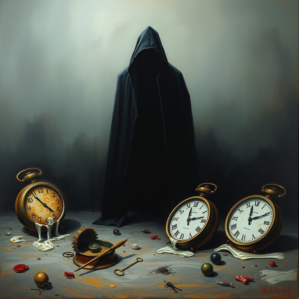 Surreal Shadow Figure in Dreamlike Oil Painting