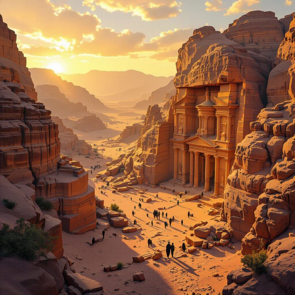 Petra, Jordan, in Golden Sunlight as Digital Art