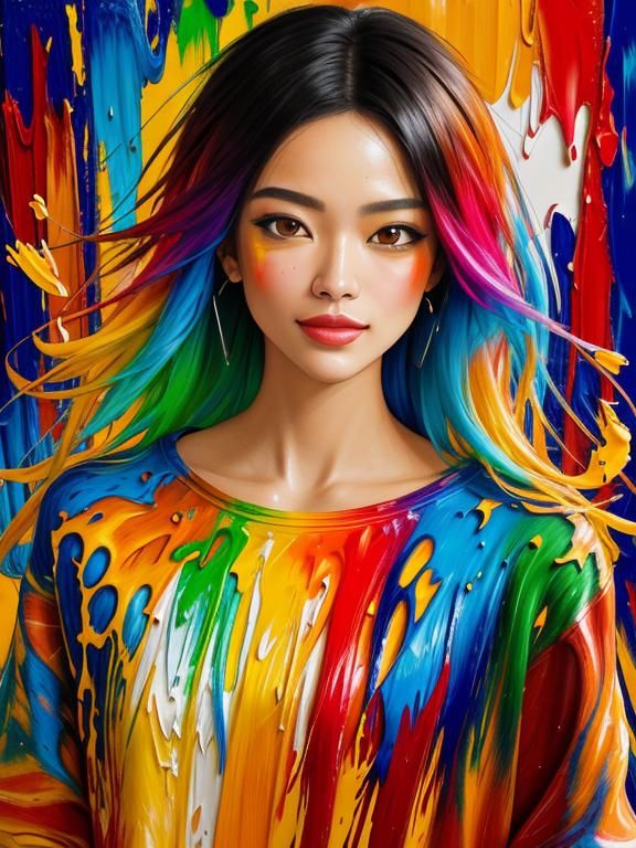 Vibrant Neo-Expressionist Oil Painting Bursting with Color