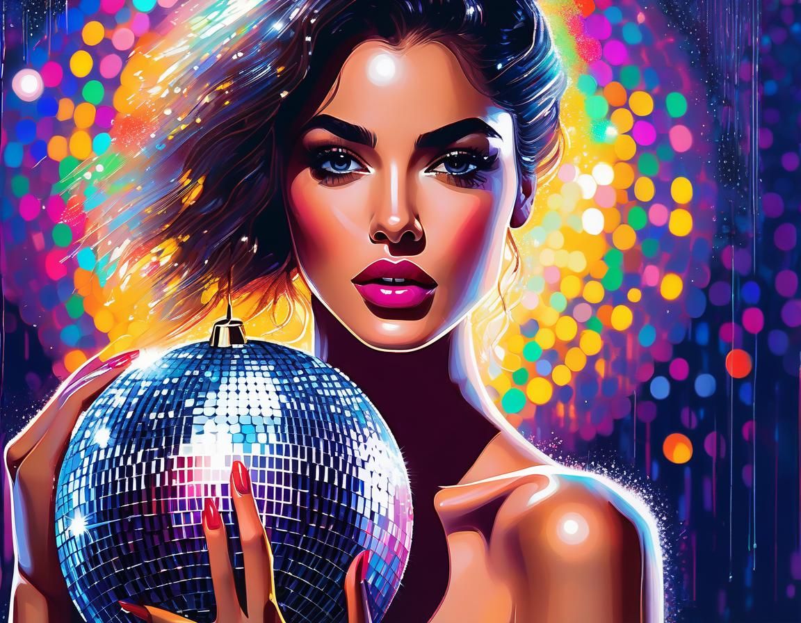 Moonlit Disco Ball Painting with Glitch Effects