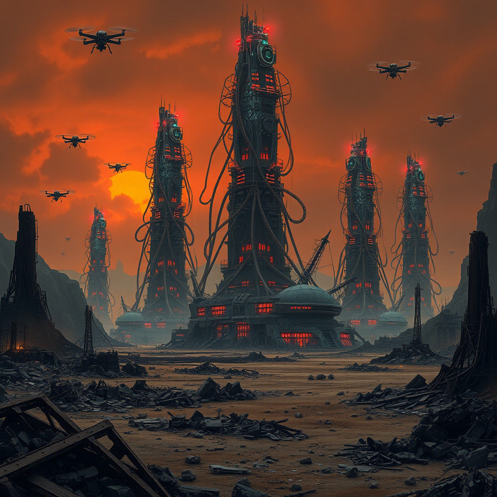 Dystopian AI Spires Dominate Ravaged Earth