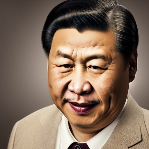 Xi Jinping Portrait with Dog, Professional Studio Photograph...